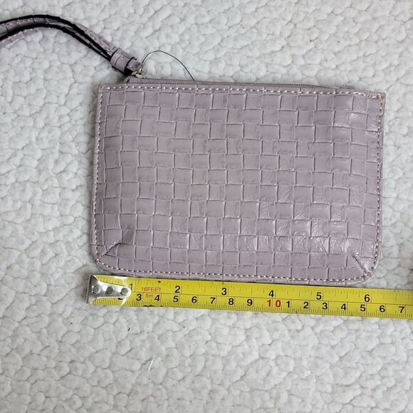 FC3 NWT Wilson's Lavender Leather Woven Braided Cashwrap  Wristlet Wallet Pouch - Picture 3 of 5